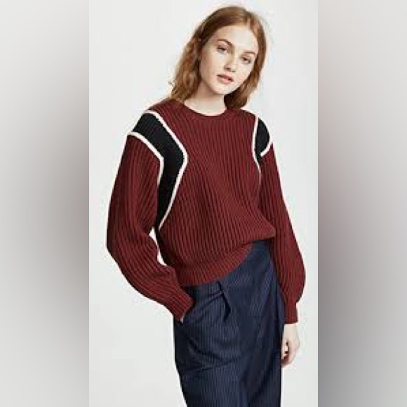 Frame Rib Cropped Ballon Sleeve Sweater Size S - Picture 5 of 15